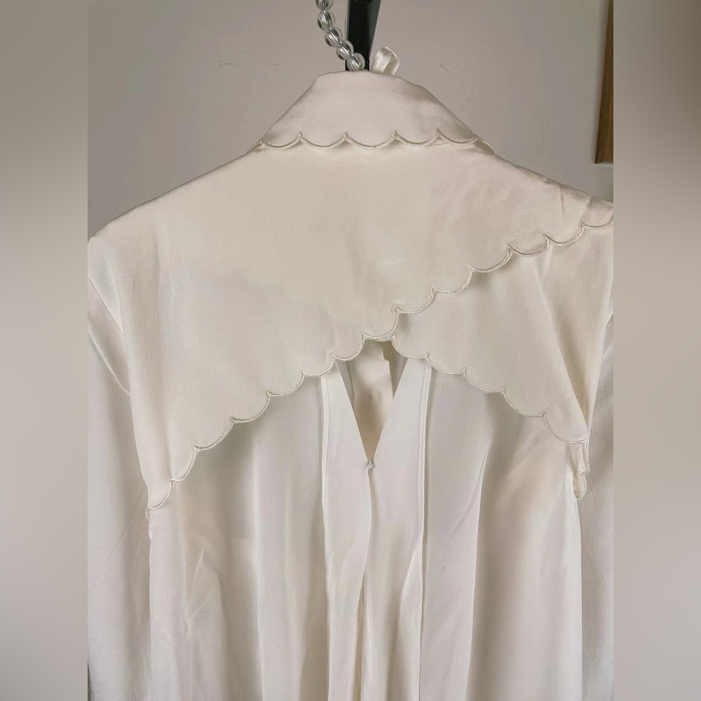 J.ING Off White Silk Blouse Top - Picture 5 of 6